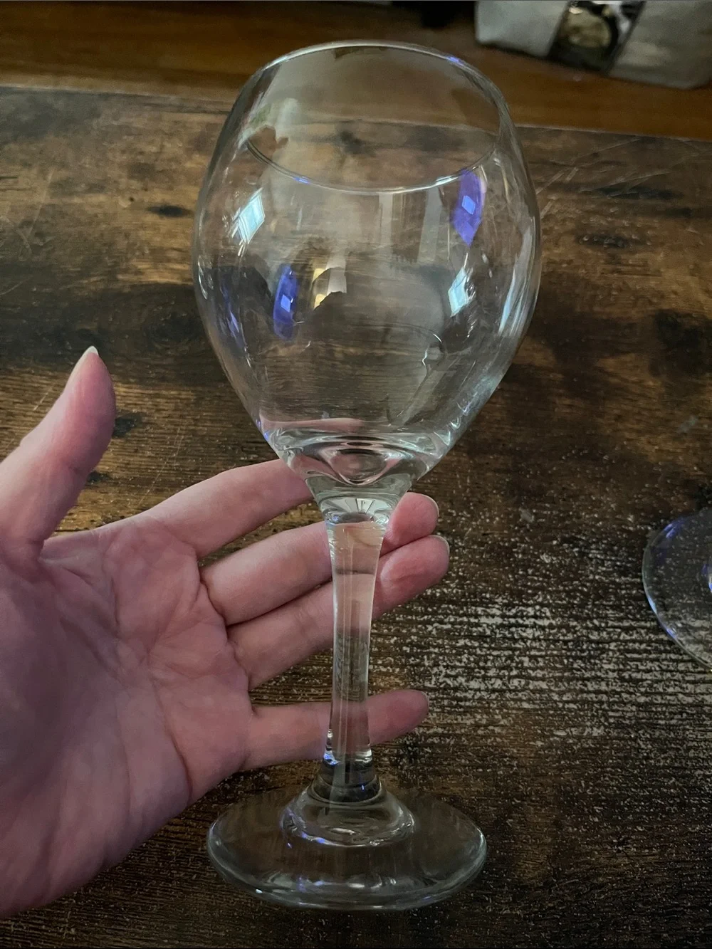 Vintage Clear Glass Balloon Wine Goblets - Pair